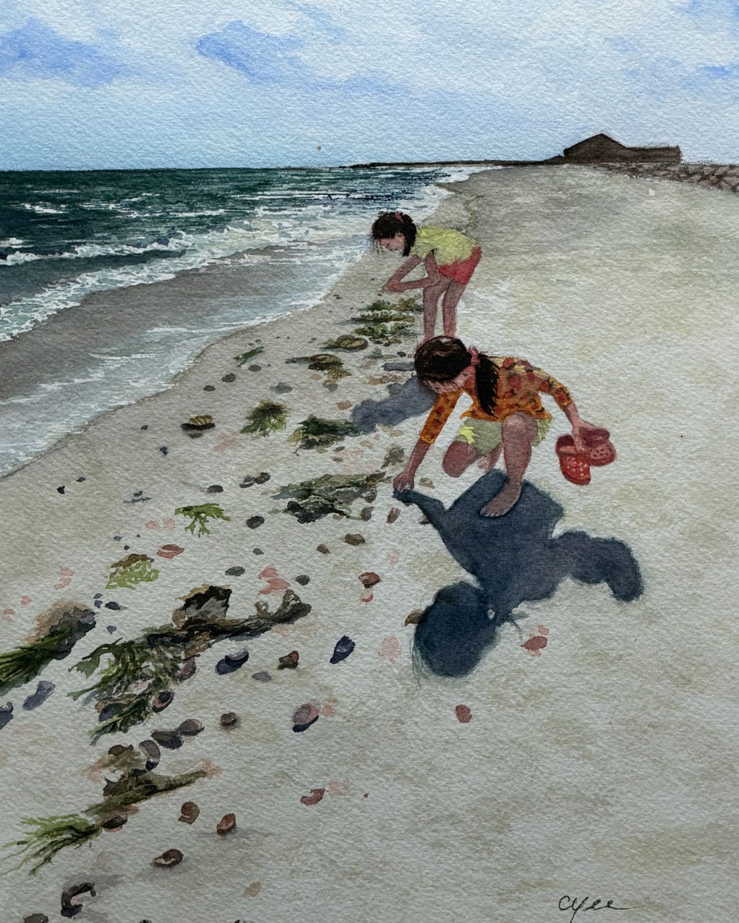Searching for Jingles | Cape Cod Beach Watercolor Painting